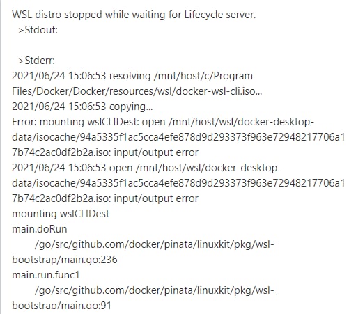 如果出現以上問題, 解決方案1. 啟動PowerShella. 輸入命令wsl --shutdownb. 輸入命令wsl2. 重啟 Docker Desktop