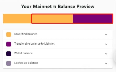 ‼️我再重新解釋一次鎖倉問題：紫色部份是轉移主網的第一個餘額，這個代表你自己個人開採的餘額及從300人易貨賺取的餘額