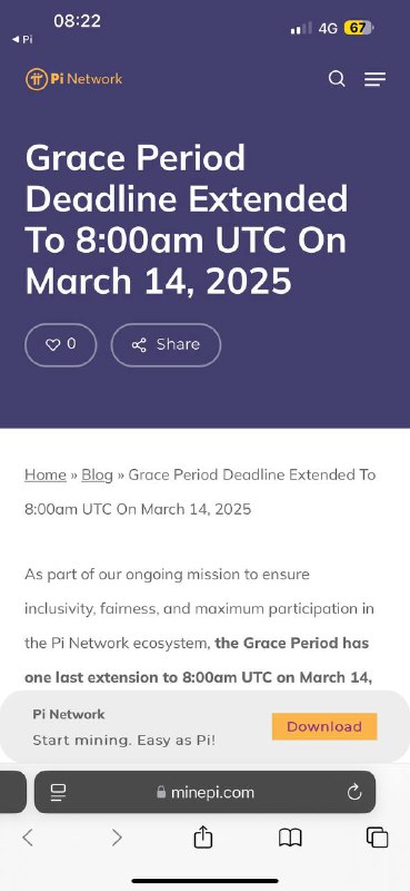 作为我们确保Pi网络生态系统的包容性、公平性和最大参与的持续使命的一部分，宽限期最后一次延长至2025年3月14日上午8:00 UTC，即该项目正式启动6周年